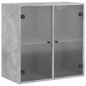 vidaXL Wandschrank mit Glast&uuml;ren Betongrau 68x37x68,5 cm
