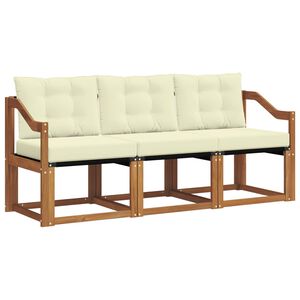 vidaXL Outdoor-Sofagarnitur mit Kissen 3 pcs Natur und Creme