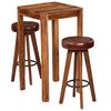 vidaXL Bar-Set 3-tlg. Massivholz Akazie Echtleder