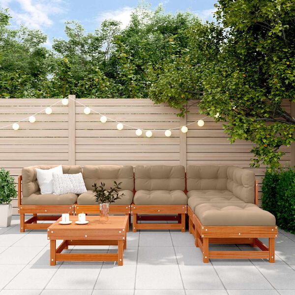 vidaXL Garten-Lounge-Set 7 pcs Wachsbraun Massives Kiefernholz