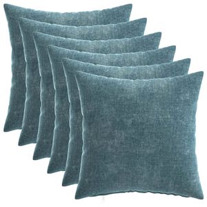 vidaXL Kissenbezug 6 stk. HEERLEN Blau 30 x 30 cm Chenille-Stoff