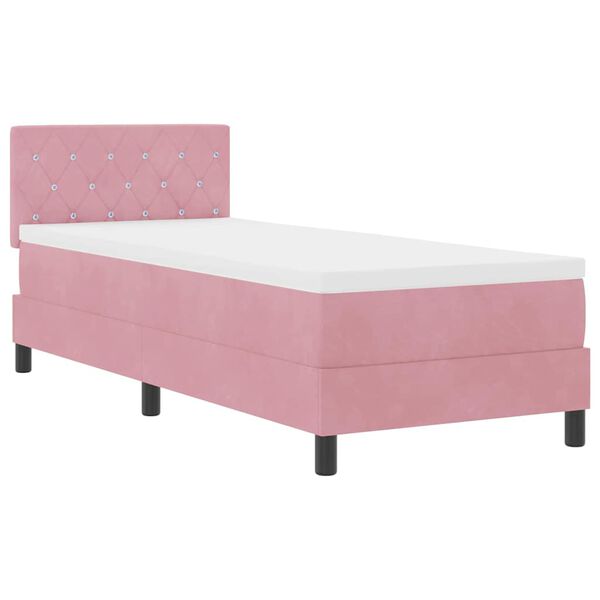 vidaXL LED Boxspringbett mit Matratze mit LED Rosa 80 x 200 cm Samt