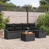 vidaXL Garten-Sofa-Set mit Kissen 6 pcs Schwarz Poly Rattan