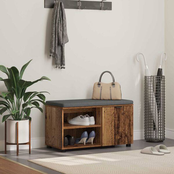 vidaXL Flurbank mit Kissen Uni Altholz 80 x 38 x 46 cm