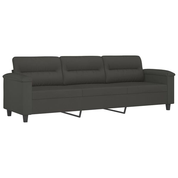 vidaXL 3-Sitzer-Sofa mit Hocker Dunkelgrau 210 cm Mikrofasergewebe
