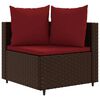 vidaXL 10-tlg. Garten-Sofagarnitur mit Kissen Braun Poly Rattan
