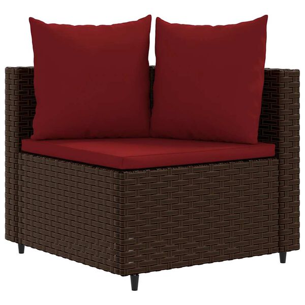vidaXL 10-tlg. Garten-Sofagarnitur mit Kissen Braun Poly Rattan
