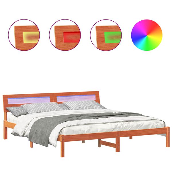 vidaXL Bettrahmen Wachsbraun 180 x 200 cm Massives Kiefernholz