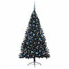 vidaXL K&uuml;nstlicher vorbeleuchteter Weihnachtsbaum Schwarz 180 cm PVC