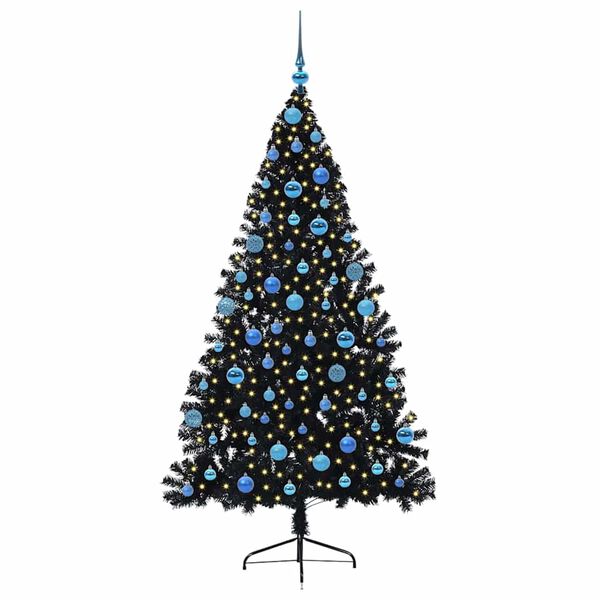 vidaXL K&uuml;nstlicher vorbeleuchteter Weihnachtsbaum Schwarz 180 cm PVC