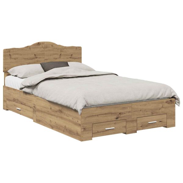 vidaXL Bettrahmen Artisan-Eiche 120 x 190 cm Holzwerkstoff