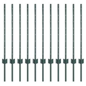 vidaXL Eingebetteter Zaunpfosten 11 pcs Gr&uuml;n 120 cm