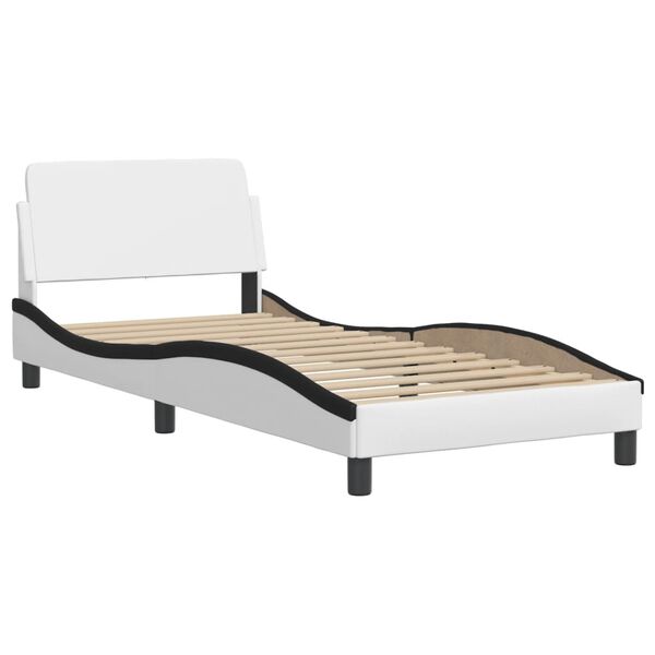 vidaXL Bett "Viana" mit Matratze Wei&szlig; und Schwarz 80x200 cm Kunstleder