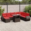 vidaXL 9-tlg. Garten-Sofagarnitur mit Kissen Braun Poly Rattan Akazie