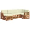 vidaXL Ecksofa Set mit Kissen 6 pcs Natur und Creme Massivholz Akazie