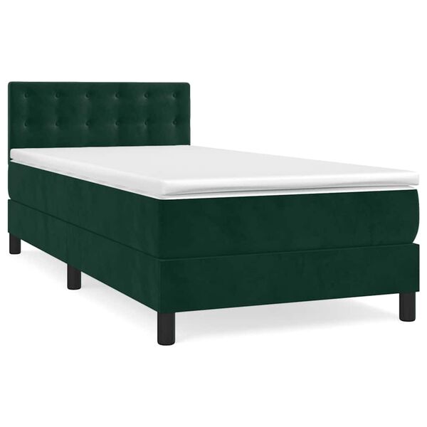 vidaXL Boxspringbett mit Matratze Dunkelgr&uuml;n 100x200 cm Samt