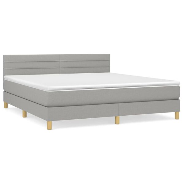 vidaXL Boxspringbett mit Matratze Hellgrau 160x200 cm Stoff