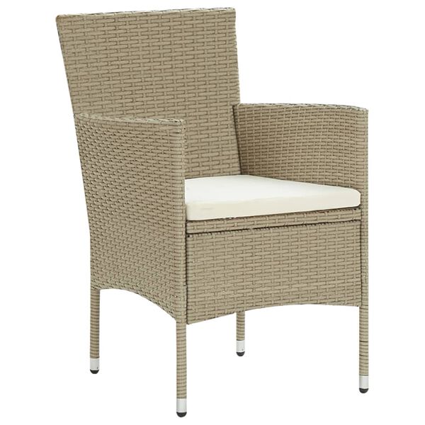 vidaXL 5-tlg. Garten-Essgruppe Poly Rattan Beige