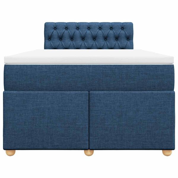 vidaXL Boxspringbett mit Matratze Blau 120x190 cm Stoff
