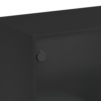 vidaXL Beistellschrank mit Glastüren Schwarz 68x37x75,5 cm