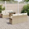 vidaXL Garten-Sofa-Set mit Kissen mit Speicher 7 pcs Beige Poly Rattan