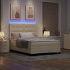 vidaXL Boxspringbett mit Matratze mit LED Creme 140 x 190 cm Stoff