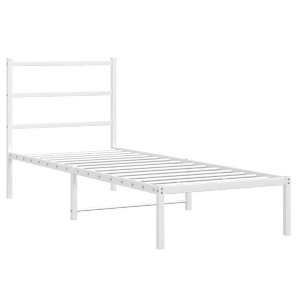 vidaXL Metallbett ohne Matratze mit Kopfteil Wei&szlig; 75x190 cm