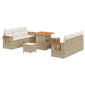 vidaXL Gartensofa-set 11 stk. 8-Sitzanzahl Beige und Creme Poly-Rattan