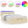 vidaXL Ottomane Bett mit Matratze & LEDs Creme 140x190 cm Stoff