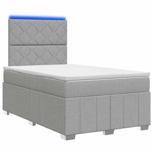 vidaXL LED Boxspringbett mit Matratze Hellgrau 120 x 190 cm Stoff