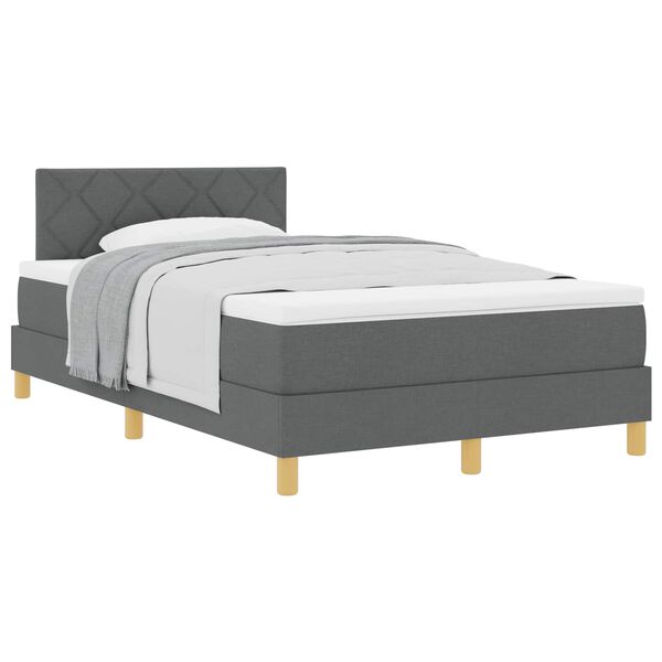 vidaXL Boxspringbett mit Matratze Dunkelgrau 120 x 190 cm Stoff