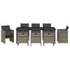vidaXL Garten Essgruppe mit Kissen 9 pcs Grau Poly-Rattan