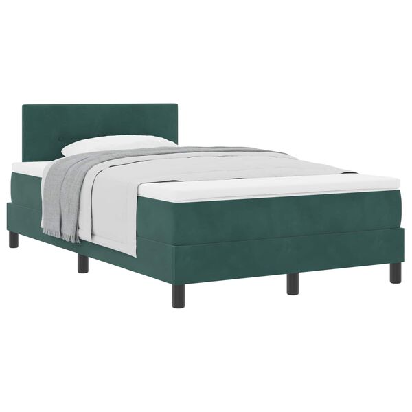 vidaXL Boxspringbett mit Matratze Dunkelgr&uuml;n 120 x 190 cm Samt