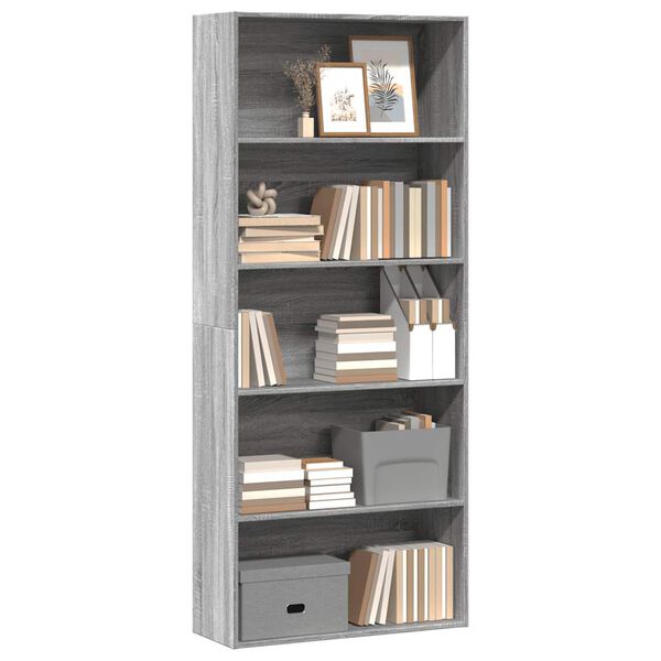 vidaXL Bücherregal Grau Sonoma 80x30x189 cm Holzwerkstoff