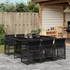 vidaXL 7-tlg. Garten-Essgruppe mit Kissen Schwarz Poly Rattan