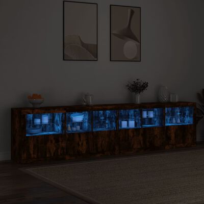 vidaXL Sideboard mit LED-Leuchten Räuchereiche 283x37x67 cm