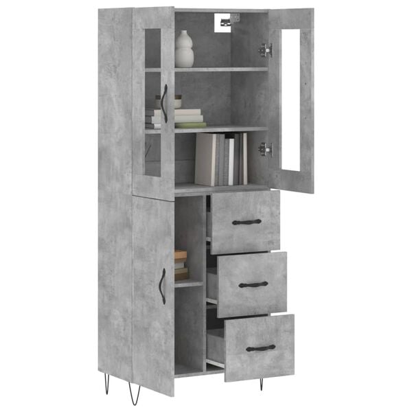 vidaXL Highboard Betongrau 69,5x34x180 cm Holzwerkstoff