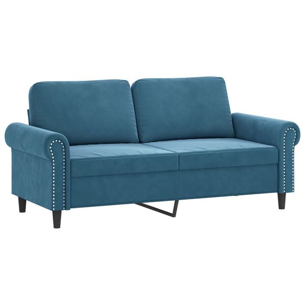vidaXL 2-Sitzer-Sofa mit Zierkissen Blau 140 cm Samt