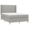 vidaXL Boxspringbett mit Matratze & LED Hellgrau 140x190 cm Stoff