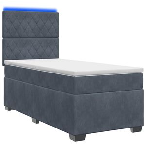vidaXL Boxspringbett mit Matratze Dunkelgrau 90 x 200 cm Samt