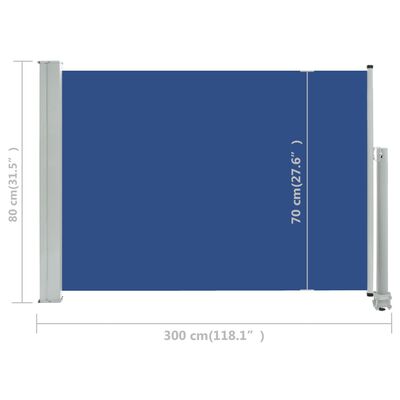 vidaXL Ausziehbare Seitenmarkise 80×300 cm Blau