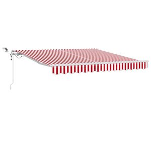 vidaXL Ausziehbare Markise Rot und Wei&szlig; 350 x 250 cm Polyester