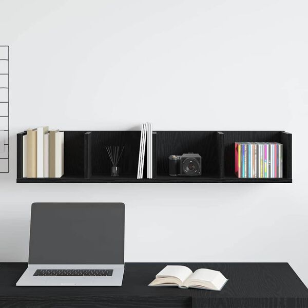 vidaXL Wandregal Schwarz Eichen-Optik 100 x 18 x 18 cm Holzwerkstoff