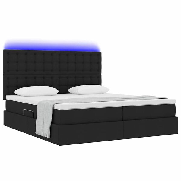 vidaXL Bett mit LED-Lichtleisten Schwarz 180 x 200 cm Stoff