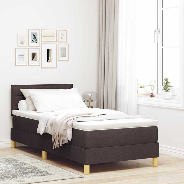 vidaXL Boxspringbett mit Kissen Dunkelbraun 90 x 200 cm Stoff