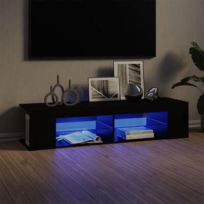 vidaXL TV-Schrank mit LED-Leuchten Schwarz 135x39x30 cm