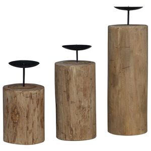 vidaXL Kerzenhalter 3 pcs Natur Massivholz Teak