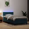 vidaXL Boxspringbett mit Matratze & LED Dunkelblau 90x210 cm Samt