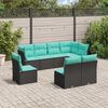 vidaXL 8-tlg. Garten-Sofagarnitur mit Kissen Schwarz Poly Rattan
