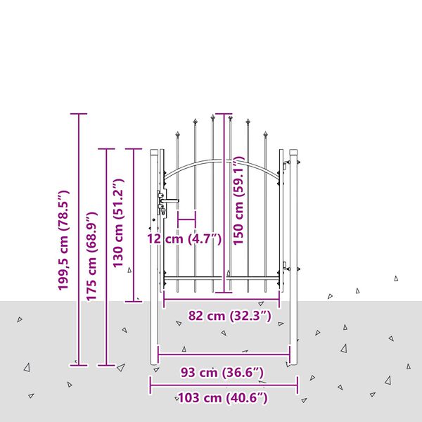 vidaXL Gartentor mit Schloss Grau 150 x 100 cm Stahl